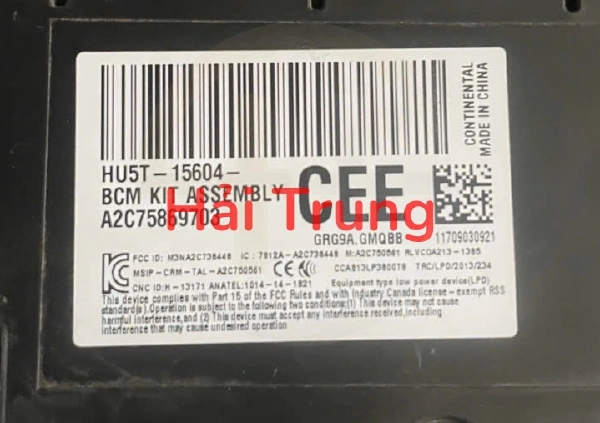 Hộp BCM Ford Ecosport Tháo Xe HU5T-15604-CEE