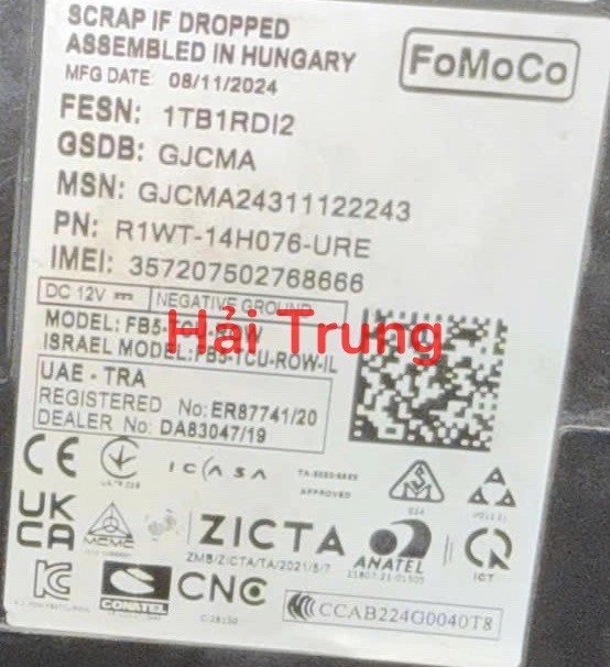 Hộp TCU Ford Ranger 2022-2026 Tháo Xe R1WT-14H076-URE R1WT14H076URE