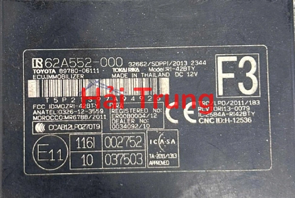 Hộp điều khiển imobilizer Toyota Hilux Tháo Xe 62A552000