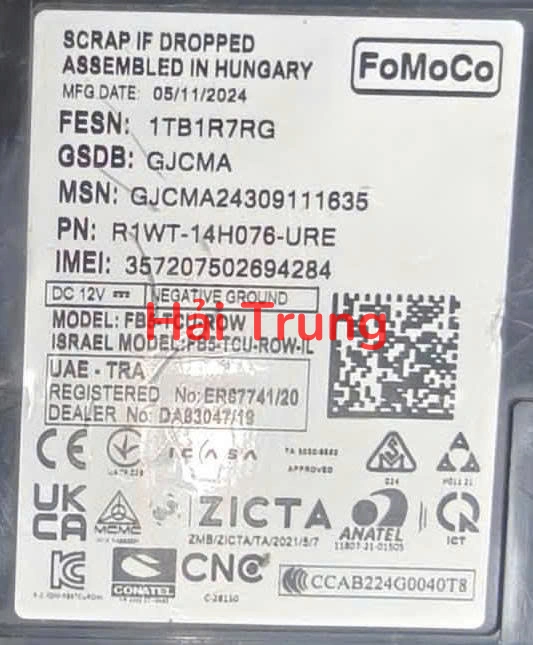 Hộp điều khiển hộp số TCU Ford Everest 2025 2026 Tháo Xe R1WT-14H076-URE R1WT14H076URE
