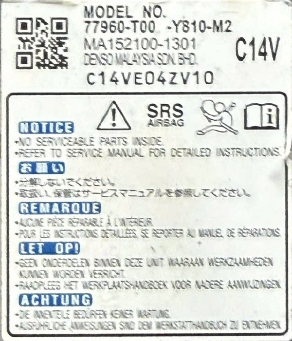 Hộp điều khiển túi khí Honda City Tháo Xe 77960-T00-Y810-M2