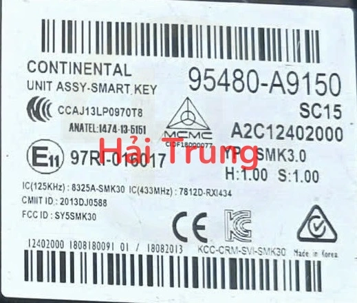 Hộp chìa khóa thông minh SMK Kia Sedona 2019-2021 Tháo Xe 95480A9150