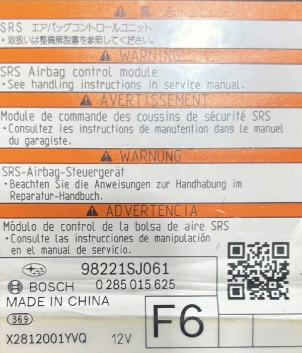 Hộp điều khiển túi khí Subaru Forester Tháo Xe 98221SJ061