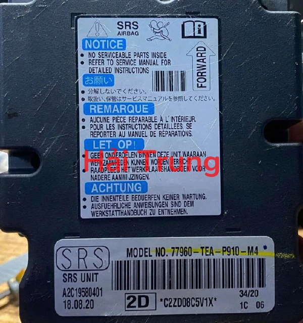 Hộp điều khiển túi khí Honda Civic Tháo Xe 77960-TEA-P910-M4 77960TEAP910M4