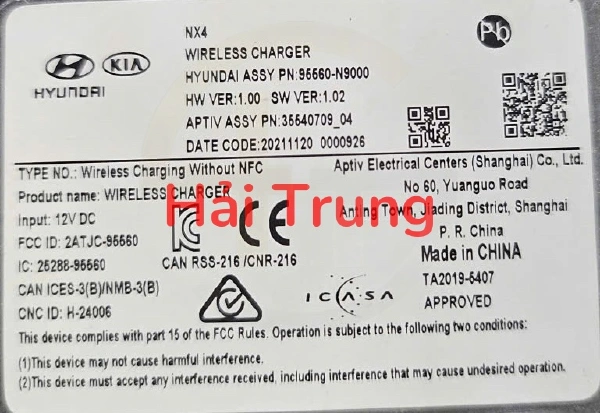 Sạc không dây Hyundai Tucson 2022-2026 Tháo Xe 95560N9000